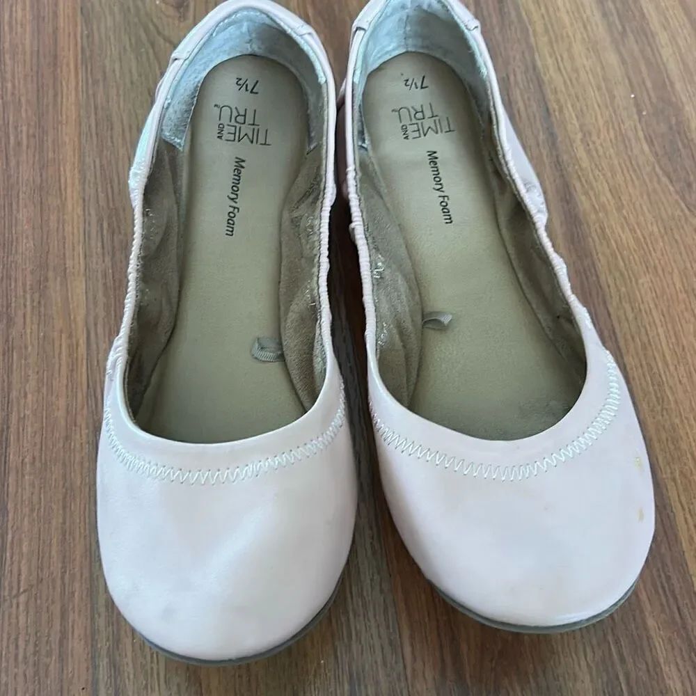 Time and True Blush pink ballet slipper flats size 7.5 memory foam